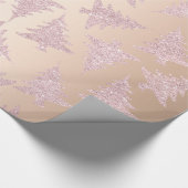 Papier Cadeau Élégant Rose Parties scintillant d'or Motif d'arbr (Coin)