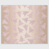 Papier Cadeau Élégant Rose Parties scintillant d'or Motif d'arbr (Plat)