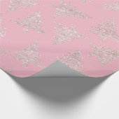 Papier Cadeau Élégant Rose Parties scintillant d'or Motif d'arbr (Coin)