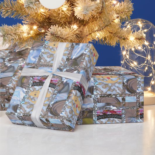 Papier Cadeau Élégant rose Père Noël chic Noël 2 papier envelopp (Vacances)