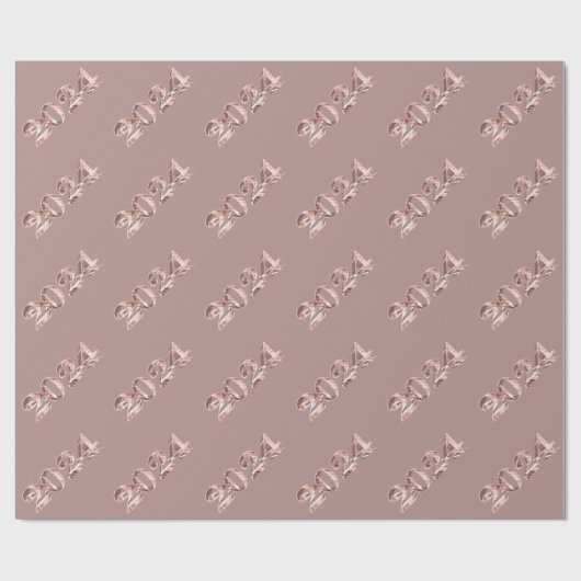 Papier Cadeau Elégant Rose Rose Gold Numbers Bonne année 2024 (Plat)