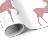 Papier Cadeau Elégant Rose Rose Gold Parties scintillant Reindee (Coin rond)