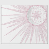 Papier Cadeau Elégant rose Sun Moon Doodle Mandala White Design (Plat)