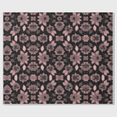 Papier Cadeau Élégant rose sur dentelle noire dans le style vint (Plat)