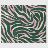 Papier Cadeau Elégant Rose vert Parties scintillant or Zebra (Plat)