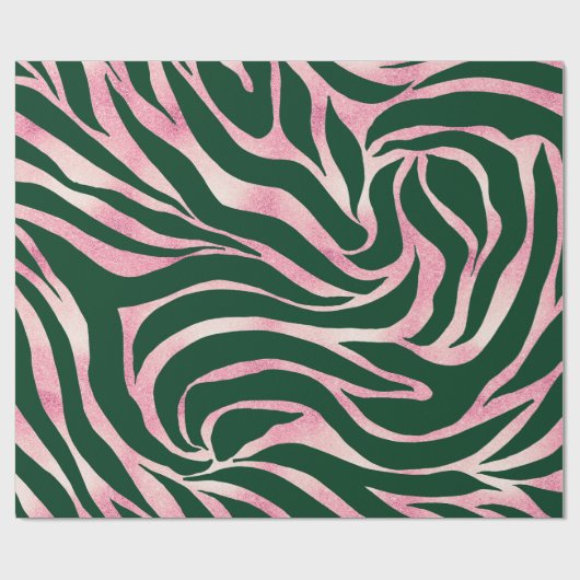 Papier Cadeau Elégant Rose vert Parties scintillant or Zebra (Plat)
