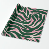 Papier Cadeau Elégant Rose vert Parties scintillant or Zebra (Déroulé)