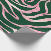 Papier Cadeau Elégant Rose vert Parties scintillant or Zebra (Coin)