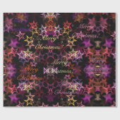 Papier Cadeau Élégant rose violet étoiles Motif Joyeux Noël (Plat)