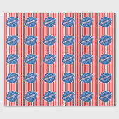 Papier Cadeau Élégant Rouge Blanc Et Bleu Popcorn Motif rayé (Plat)