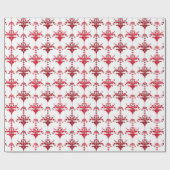Papier Cadeau Elégant Rouge Blanc Fancy Motif Holiday (Plat)