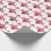 Papier Cadeau Elégant Rouge Blanc Fancy Motif Holiday (Coin)