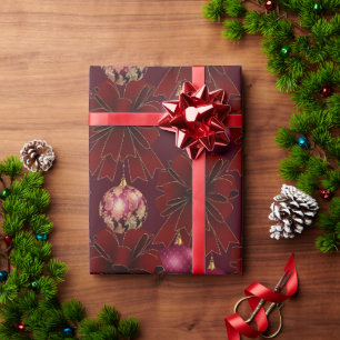 Papier Cadeau Élégant Rouge Bourgogne Vacances