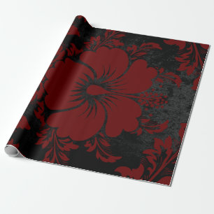 Papier Cadeau Elégant rouge et noir damassé Noël élégant