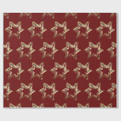 Papier Cadeau Elégant rouge et or Look Etoiles Motif (Plat)