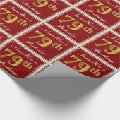Papier Cadeau Elégant, Rouge, Faux Gold 79e anniversaire; Nom pe (Coin)