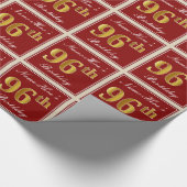 Papier Cadeau Elégant, Rouge, Faux Gold 96e anniversaire; Nom pe (Coin)