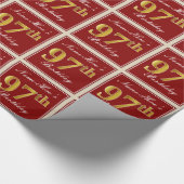Papier Cadeau Elégant, Rouge, Faux Gold 97e anniversaire; Nom pe (Coin)