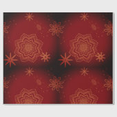 Papier Cadeau Élégant rouge noir or floral (Plat)