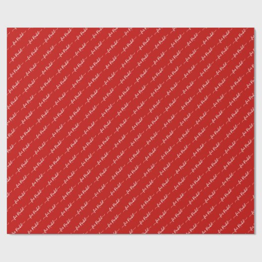 Papier Cadeau Élégant rouge nom balise Cursive Script Noël (Plat)