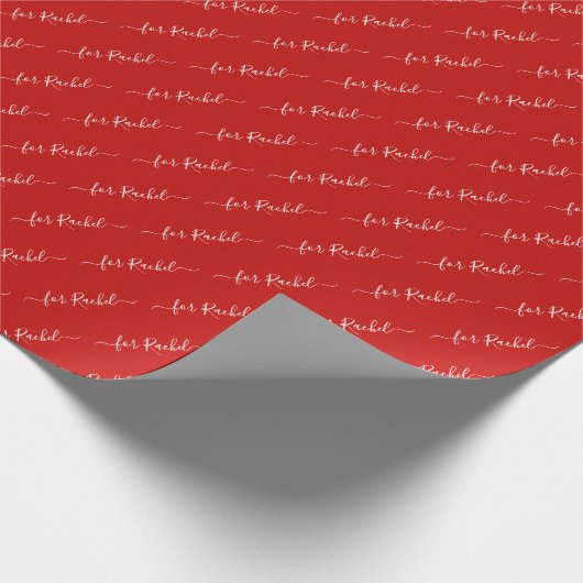 Papier Cadeau Élégant rouge nom balise Cursive Script Noël (Coin)
