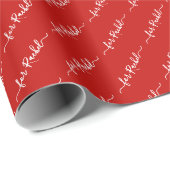 Papier Cadeau Élégant rouge nom balise Cursive Script Noël (Coin rond)