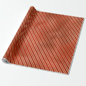 Papier Cadeau Elégant rouge or mignon sucre de canne rayures mot (Déroulé)