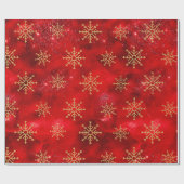 Papier Cadeau Élégant rouge or Noël flocons de neige vacances (Plat)