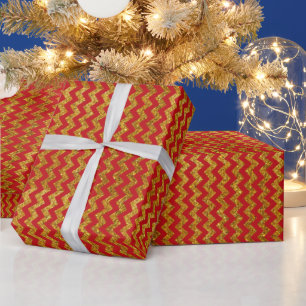 Papier Cadeau Elégant rouge parties scintillant chevron rayures