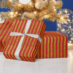 Papier Cadeau Elégant rouge parties scintillant rayure motif fes