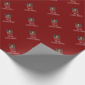 Papier Cadeau Élégant Rouge Photo Script Nom Joyeux Noël (Coin)