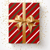 Papier Cadeau Élégant rouge rayures Motif Noël