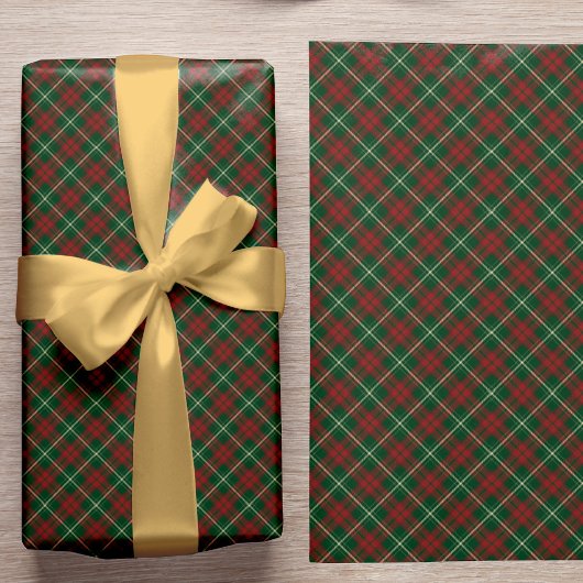 Papier Cadeau Élégant rouge rustique plaid classique Noël