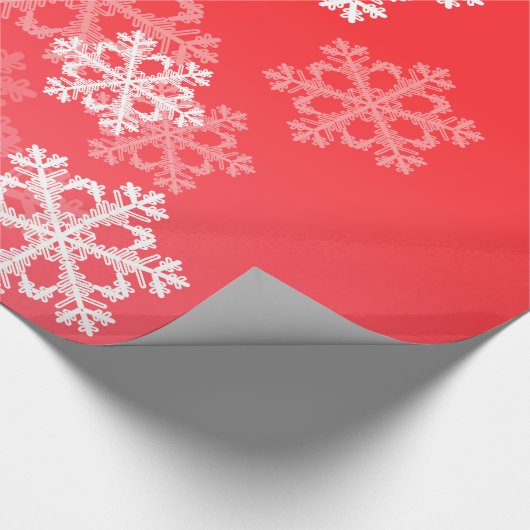 Papier Cadeau Élégant rouge Snowflakes motif de Noël moderne (Coin)