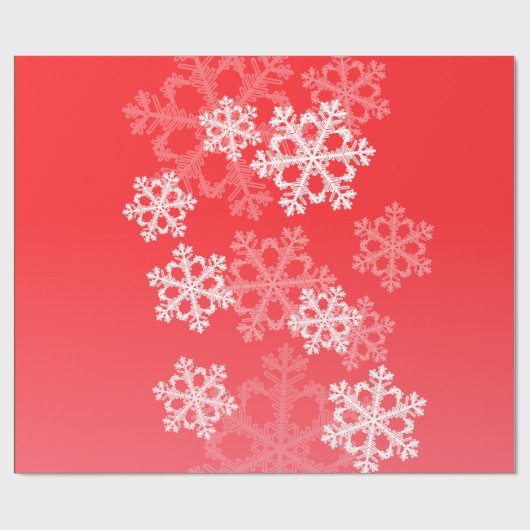 Papier Cadeau Élégant rouge Snowflakes motif de Noël moderne (Plat)