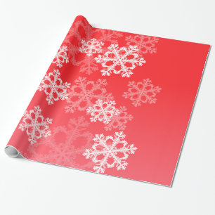 Papier Cadeau Élégant rouge Snowflakes motif de Noël moderne