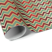 Papier Cadeau Elégant rouge vert géométrique Chevron Motif de lu (Coin rond)