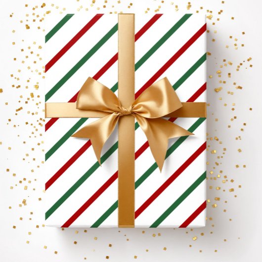 Papier Cadeau Élégant rouge vert rayures Noël