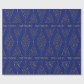 Papier Cadeau Elégant Royal Blue Gold Motif de Noël (Plat)