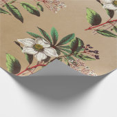 Papier Cadeau Élégant Rustic Kraft Roses de Noël (Coin)