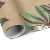 Papier Cadeau Élégant Rustic Kraft Roses de Noël (Coin rond)