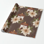Papier Cadeau Elégant rustique aquarelle Noël botanique (Déroulé)