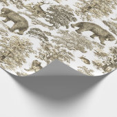 Papier Cadeau Élégant Rustique Beige Forest Animaux Toile (Coin)