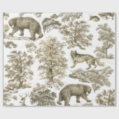Papier Cadeau Élégant Rustique Beige Forest Animaux Toile (Plat)