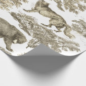 Papier Cadeau Élégant Rustique Beige Forest Animaux Toile (Coin)