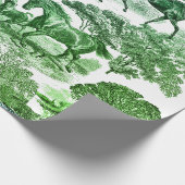 Papier Cadeau Elégant Rustique Horses Bleu Vert Toile (Coin)
