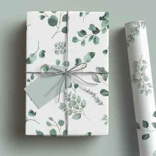 Papier Cadeau Elégant Sage & Forêt Vert Eucalyptus Aquarelle