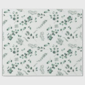 Papier Cadeau Elégant Sage & Forêt Vert Eucalyptus Aquarelle (Plat)