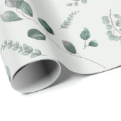 Papier Cadeau Elégant Sage & Forêt Vert Eucalyptus Aquarelle (Coin rond)