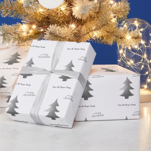 Papier Cadeau Élégant sapin argenté Joyeux Noël (Vacances)